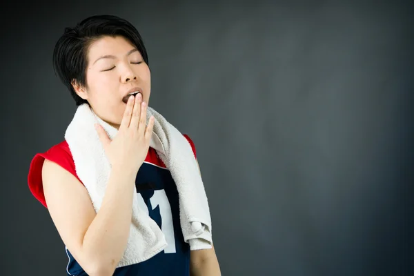 Tired woman yawning — Stock Photo, Image