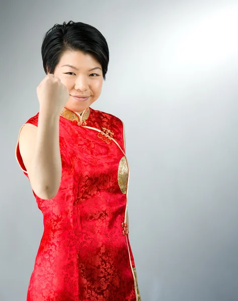 Woman showing her fist — Stock Photo, Image