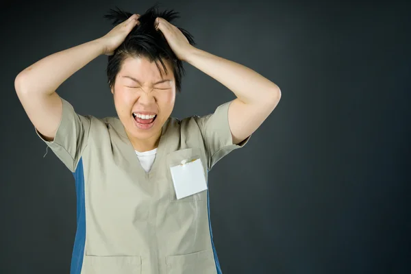 Modello stressato tirando i capelli — Foto Stock