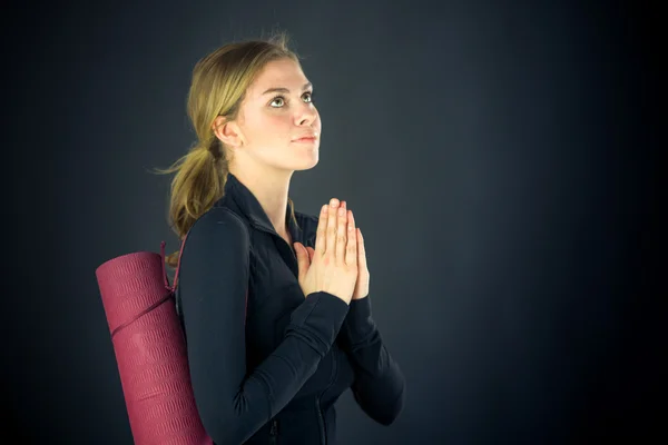 Nő imádkozott, és azzal a kívánsággal — Stock Fotó