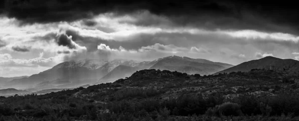 Black White View Storm Clouds Mountain Range — Stock Photo, Image