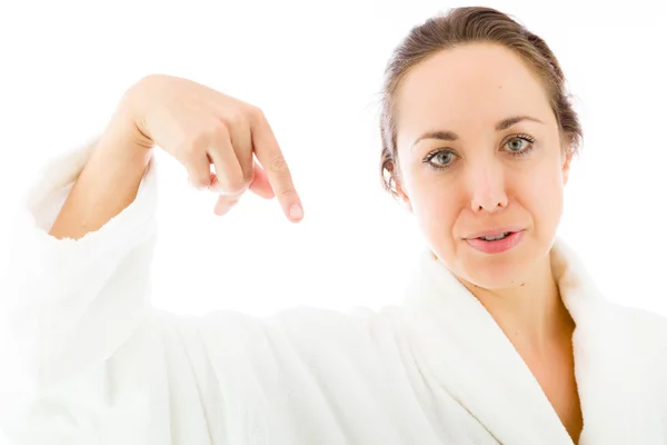 Model pointing to herself — Stock Photo, Image