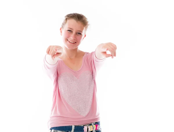 Model pointing to camera — Stock Photo, Image