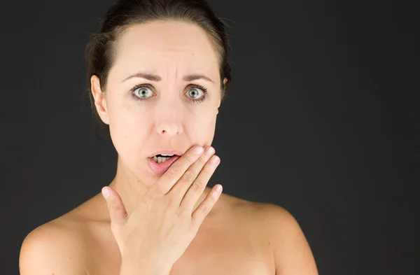 Model covering her mouth — Stock Photo, Image