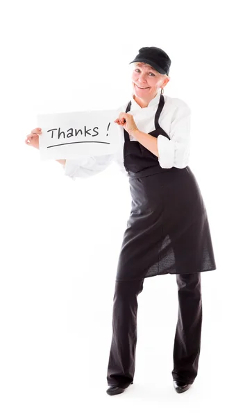 Model holding a thanks sign — Stock Photo, Image