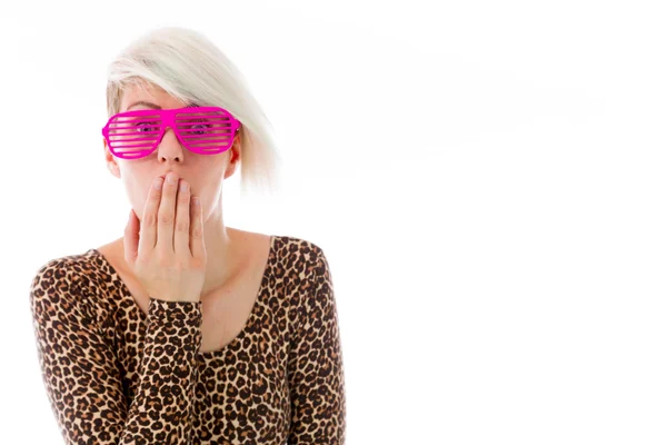 Model covering her mouth — Stock Photo, Image