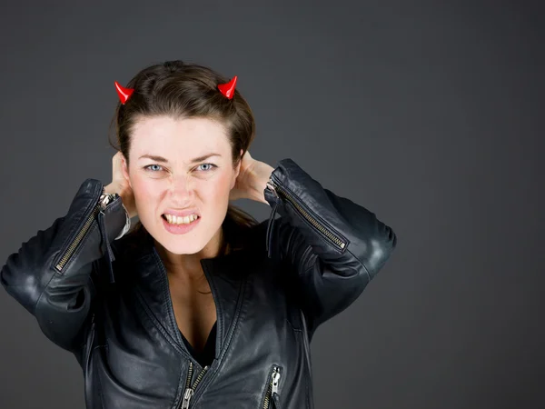 Model stressed and pulling hairs — Stock Photo, Image