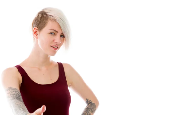 Woman greetings with hand shake — Stock Photo, Image