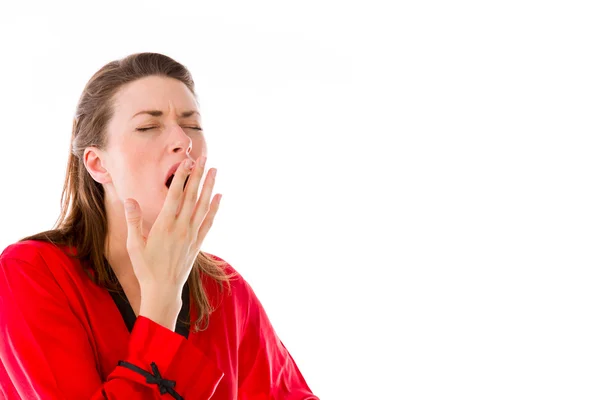 Model bored and yawning — Stock Photo, Image