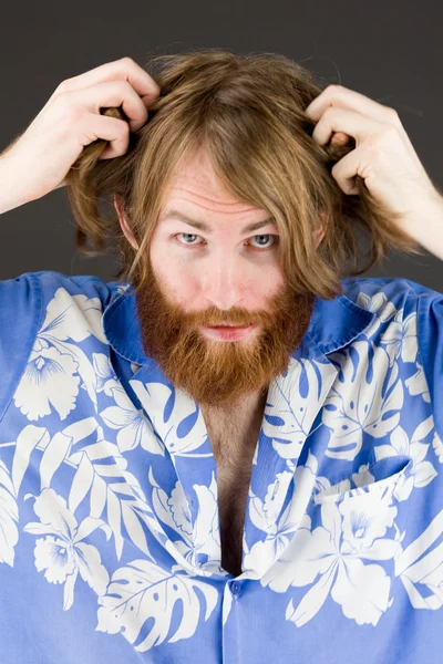 Model stressed and upset pulling hairs — Stock Photo, Image