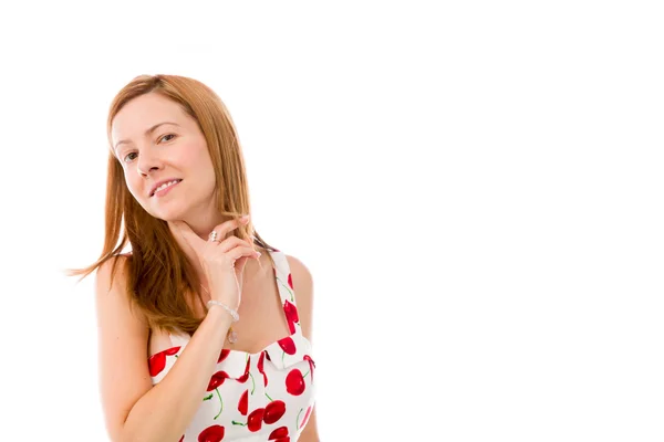 Model thinking with hand on chin — Stock Photo, Image