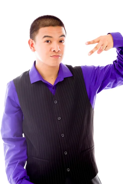 Model pointing to himself — Stock Photo, Image