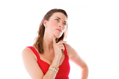 Çene üzerinde el ile modeli düşünme