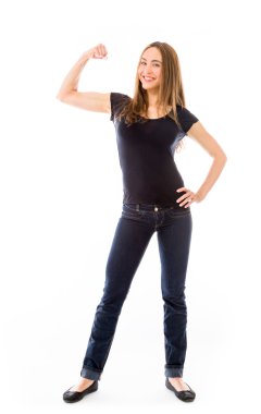 Güçlü model kol curl ile