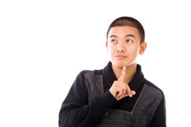 Çene üzerinde el ile modeli düşünme