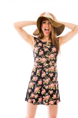 Stresli modeli saç çekerek