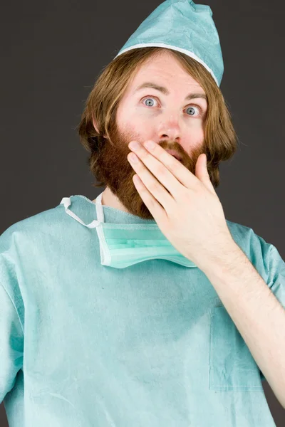 Shocked Model covering his mouth — Stock Photo, Image