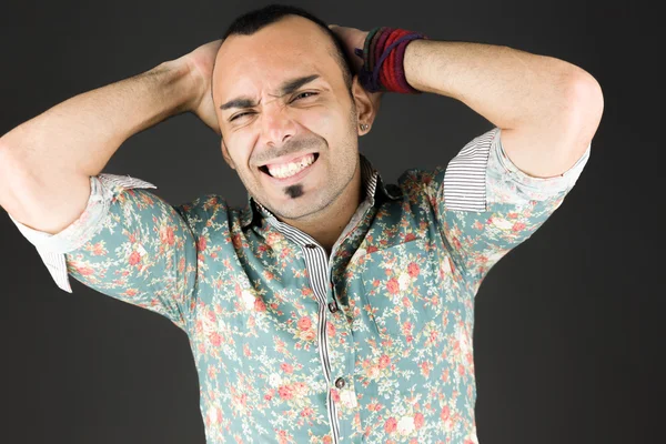 Model stressed and pulling hairs — Stock Photo, Image