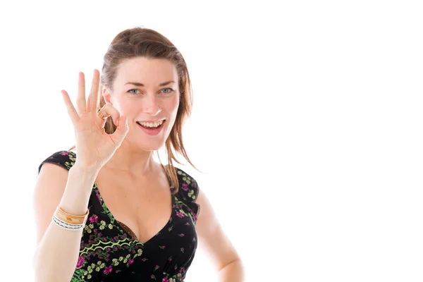 Model gesturing ok sign — Stock Photo, Image