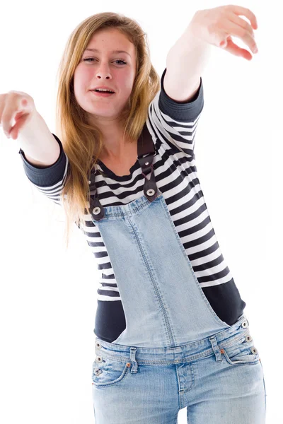 Model pointing to camera — Stock Photo, Image