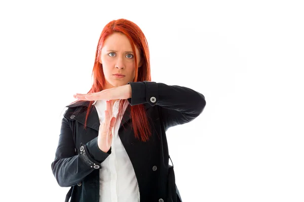 Model gesturing break sign — Stock Photo, Image