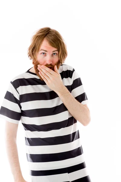 Model covering mouth with hand — Stock Photo, Image