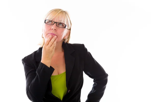 Model thinking with hand on chin — Stock Photo, Image