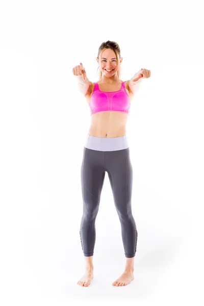 Model pointing to camera with fingers — Stock Photo, Image