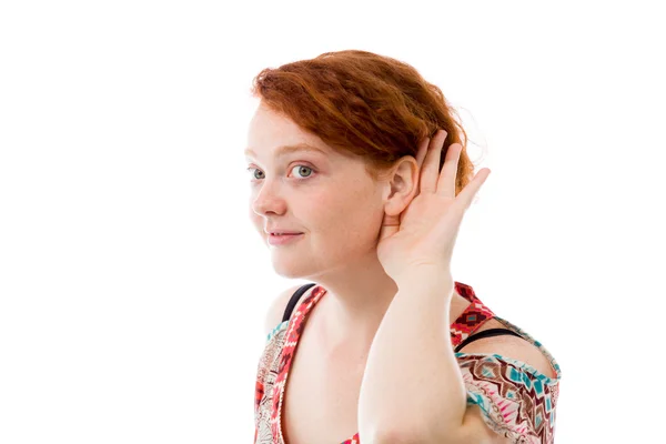 Model listening paying attention — Stock Photo, Image