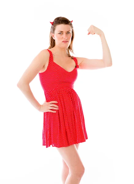 Strong model with arm curl — Stock Photo, Image