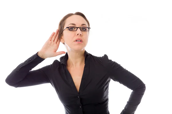 Businesswoman listening paying attention — Stock Photo, Image