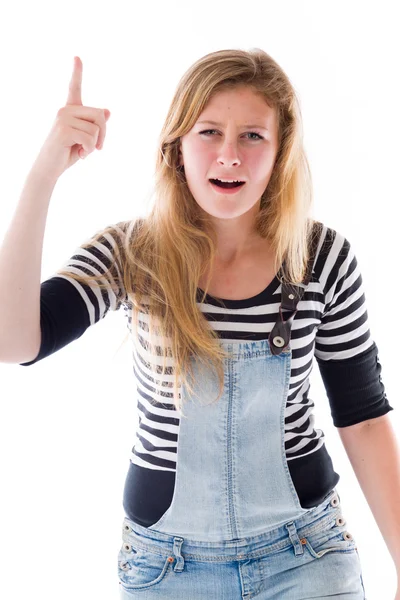 Model uitbrander met vinger — Stockfoto