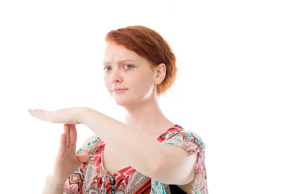 Model gesturing break sign — Stock Photo, Image