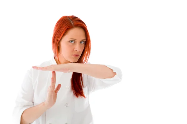 Model gesturing break sign — Stock Photo, Image