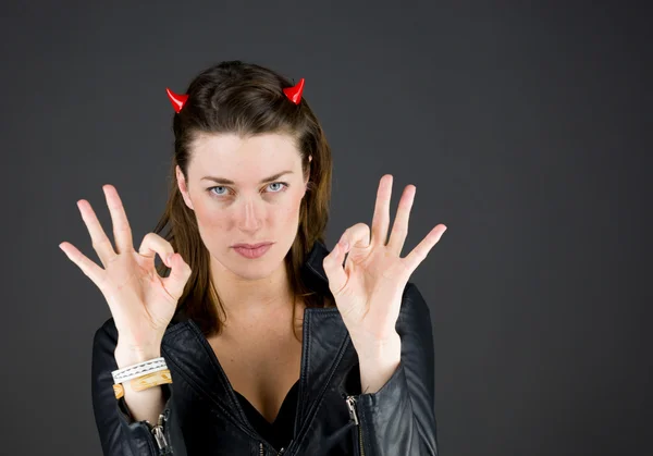 Model gesturing ok sign — Stock Photo, Image