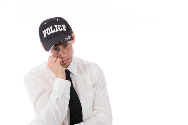 Policeman bored and upset — Stock Photo, Image