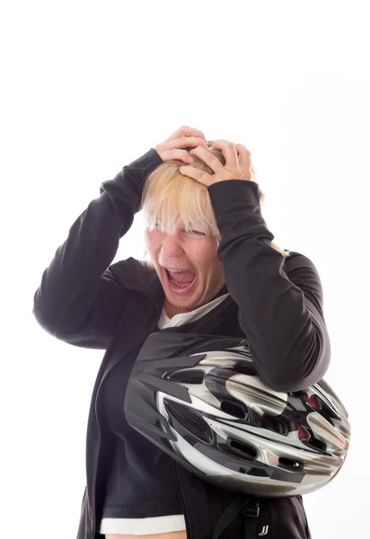 Model stressed and pulling hairs — Stock Photo, Image