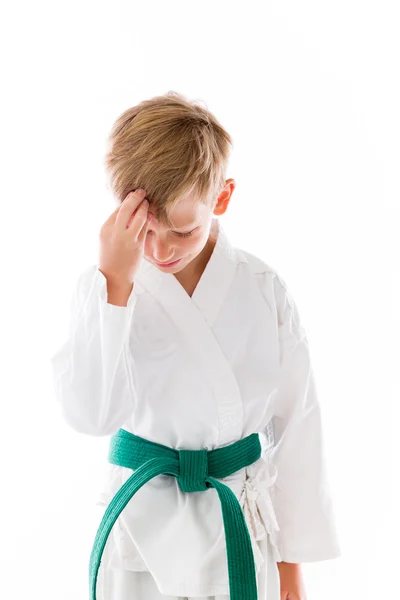 Boy confused headache — Stock Photo, Image