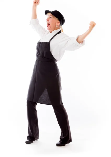 Model screaming with raised fists — Stock Photo, Image