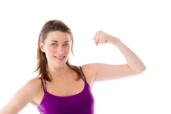 Strong model with arm curl — Stock Photo, Image