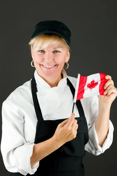 Modelo que sostiene bandera canadiense —  Fotos de Stock