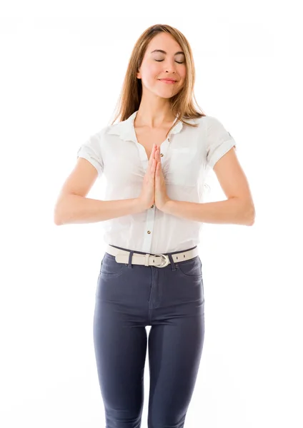 Model praying and wishing — Stock Photo, Image