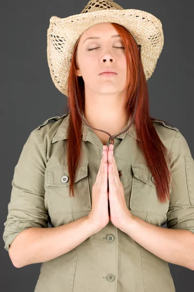 Model praying and wishing — Stock Photo, Image