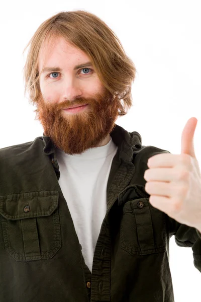 Model gesturing  thumb up — Stock Photo, Image