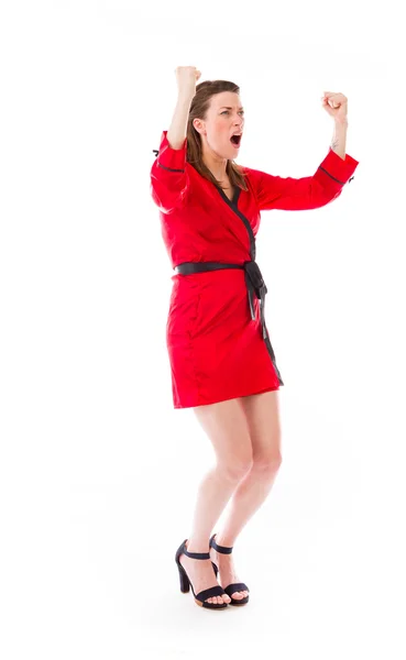 Model  screaming with fists up — Stock Photo, Image