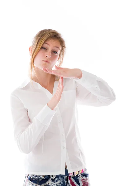 Model gesturing break sign — Stock Photo, Image