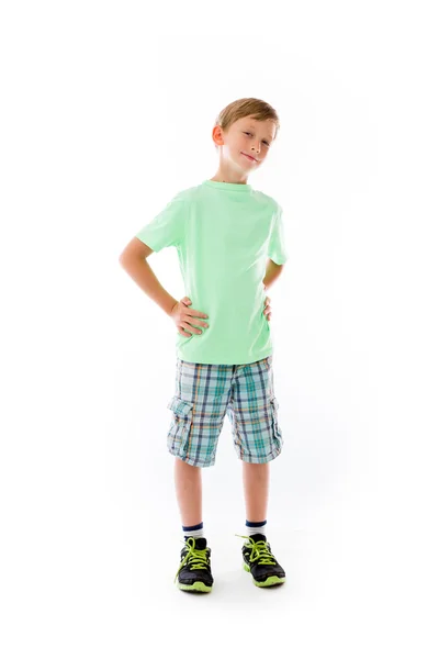 Boy confident with hands on hips — Stock Photo, Image