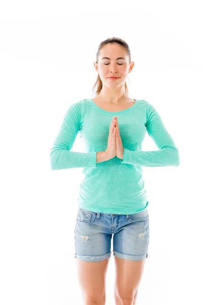 Model praying and wishing — Stock Photo, Image