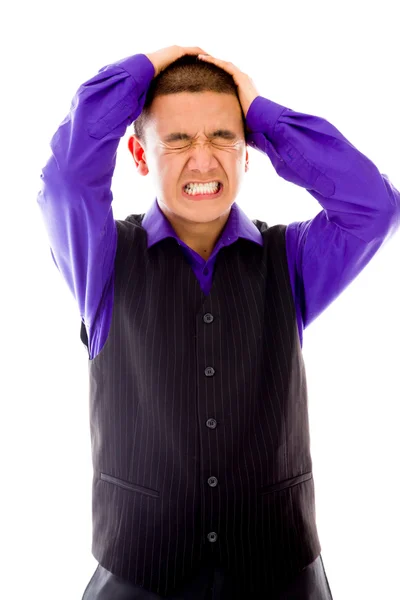 Stressed Model pulling hairs — Stock Photo, Image