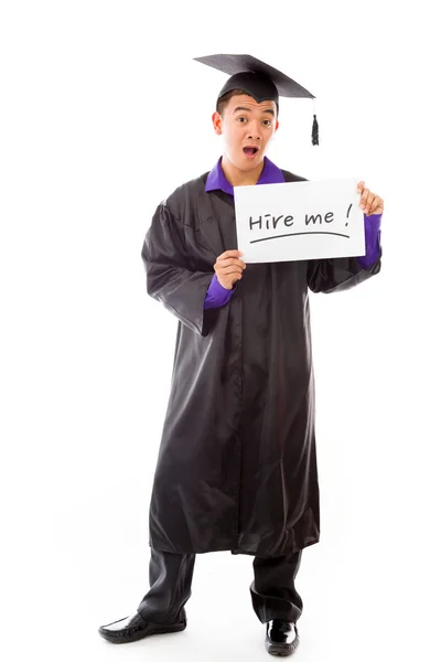 Model holding a Hire me sign — Stock Photo, Image